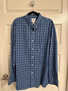 L.L. Bean Men’s Blue White Checked Button-Down Shirt